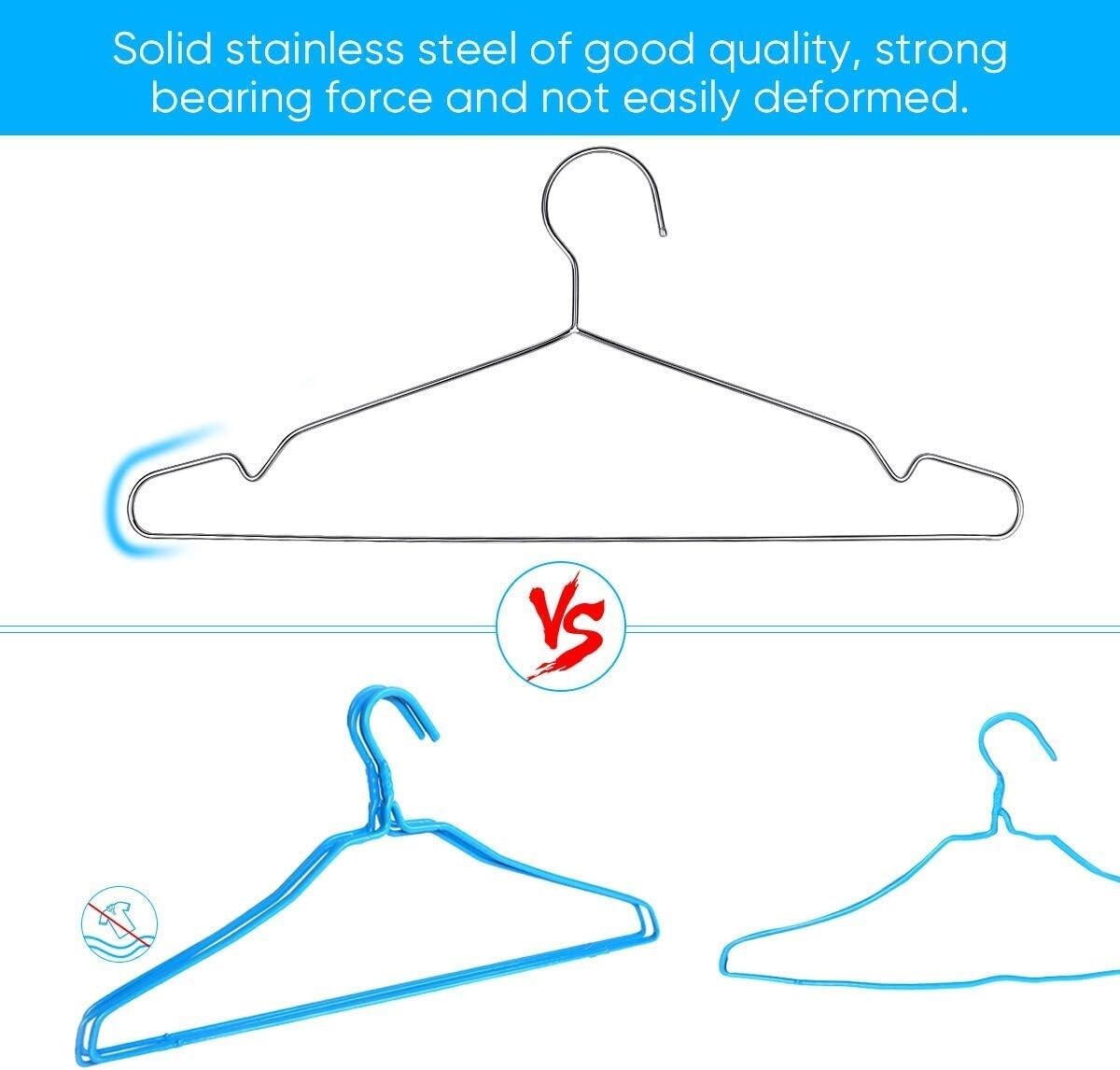 Wire Hangers 10 Pack Coat Hangers Strong Heavy Duty Stainless Steel Metal Hanger