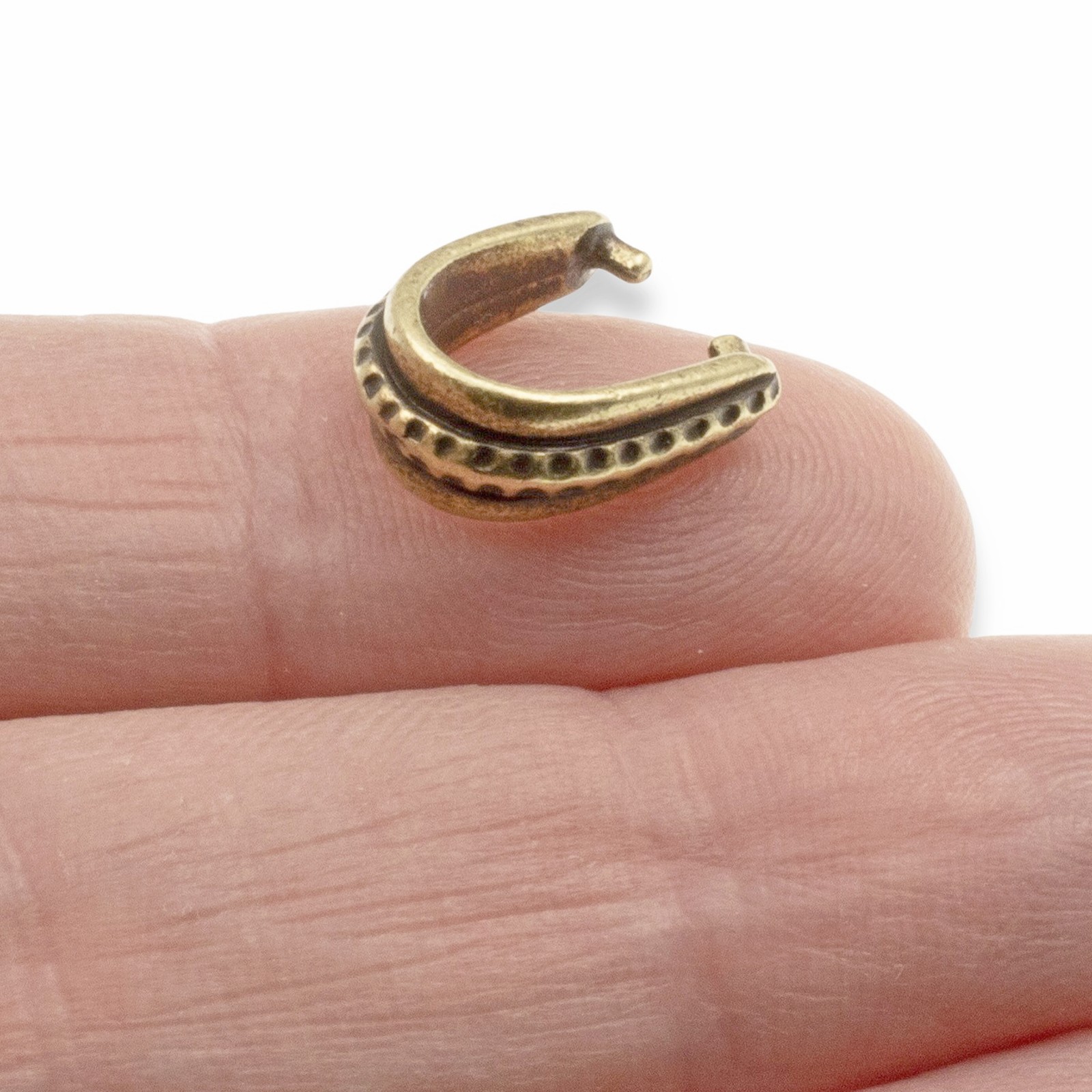 Antique Brass Large Hammered Pinch Bails, 4-Pack Vintage Bronze Pendant Holders