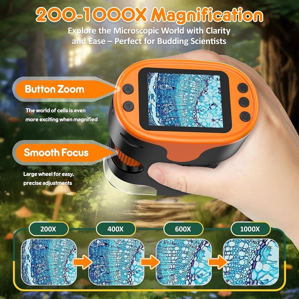 Mini Pocket Microscope for Kids - 1000X Magnification, Perfect for STEM Learning