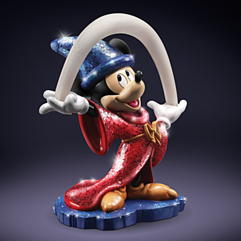 Bradford Exchange Mosaic Sorcerer’s Apprentice Mickey Mouse With Lighted Arc
