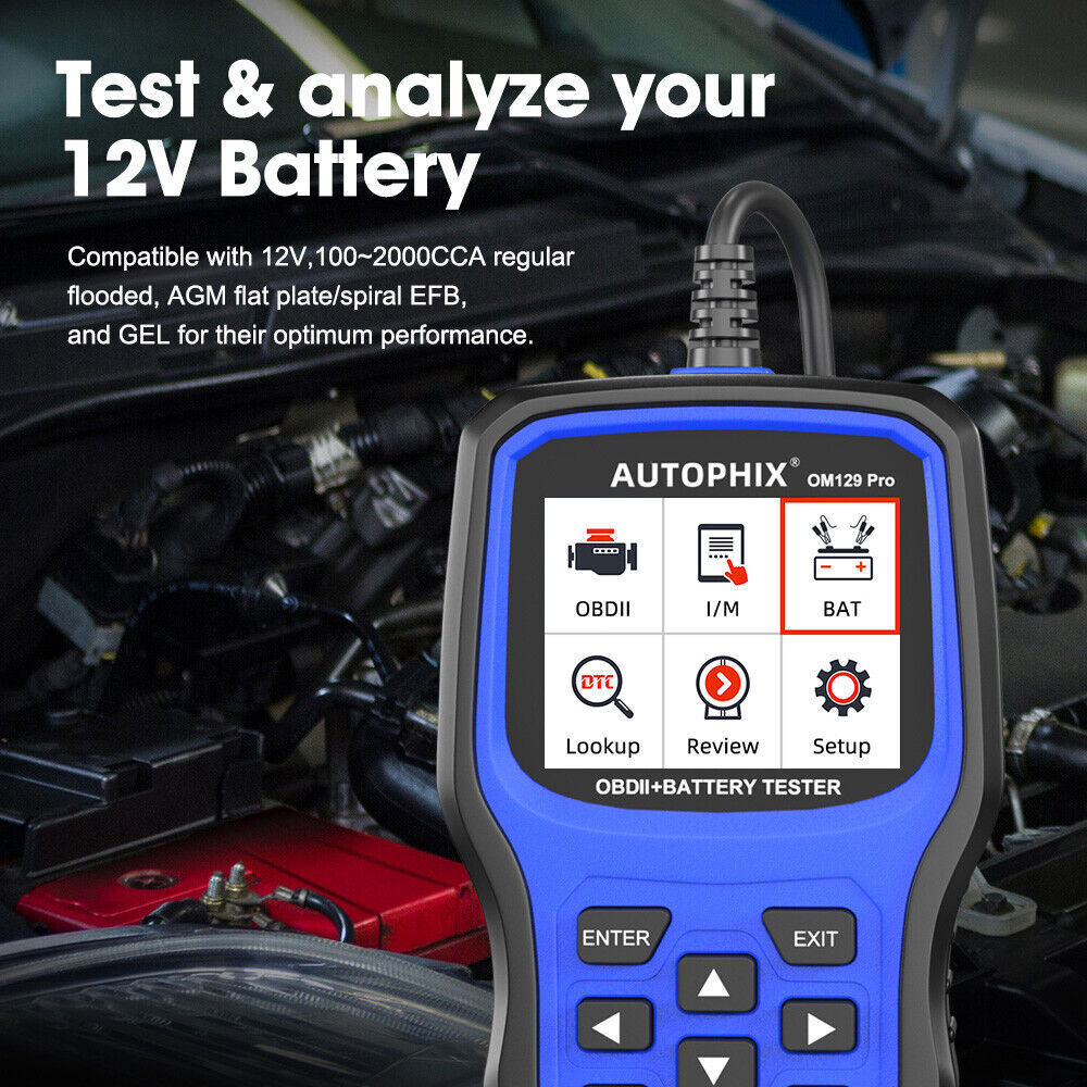 OBD2 Scanner 12V Car Battery Tester Check Engine Fault Code Reader I/M Readiness