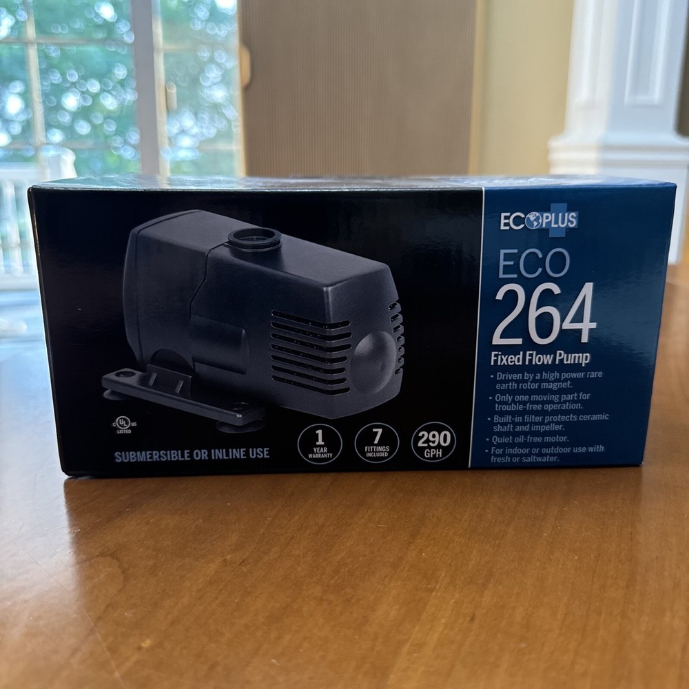 EcoPlus Eco 264 Fixed Flow Submersible/Inline Pump 290 GPH - Black (HGC728305)