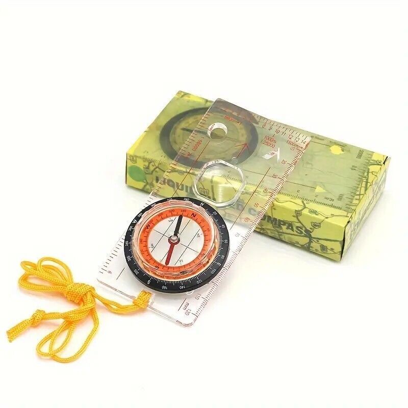Flat Graduated Compass with Magnifying Glass, Map Reading Navigation,...