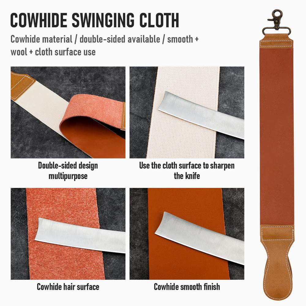 Professional Straight Razor with First Layer Cowhide Strop - Straight Edge Barbe