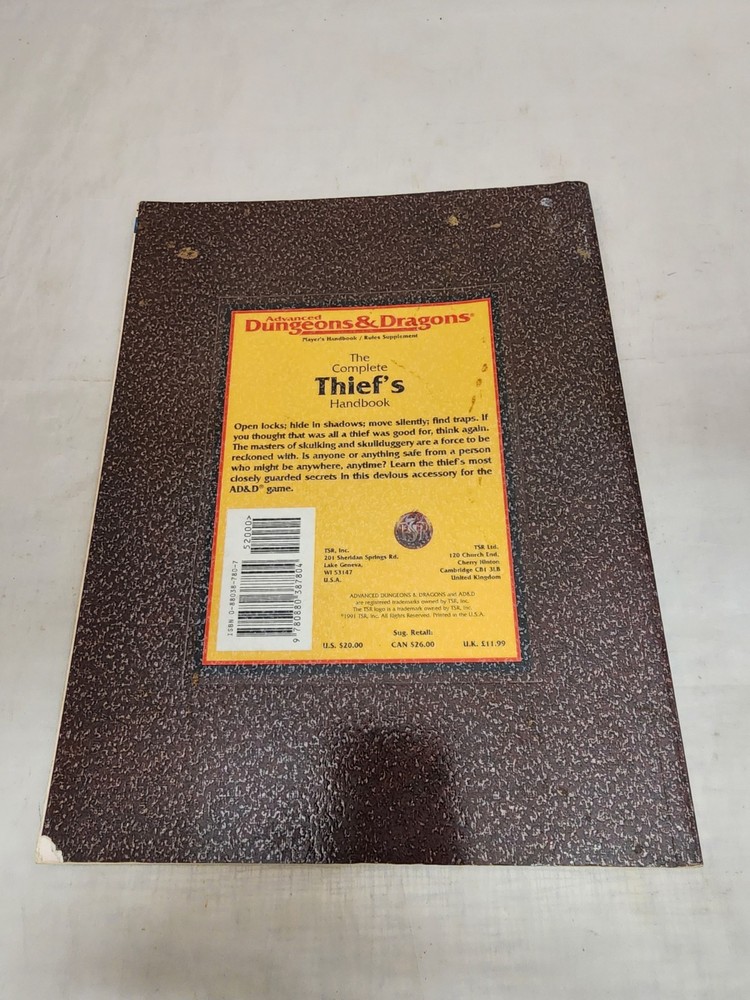 Advanced Dungeons & Dragons 2E The Complete Thief's Handbook TSR Original