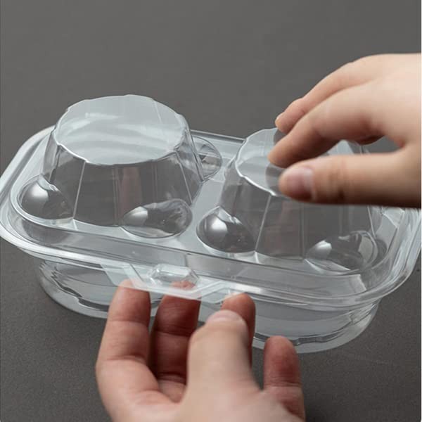 30 PCS Clear Cupcake Boxes 2 Compartment Plastic Stackable Muffin Carrier