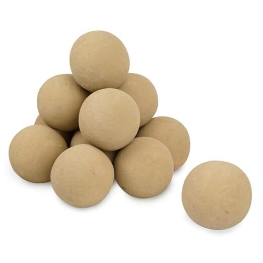4-inch Ceramic Fire Balls, 12PCS Round Beige Fire Pit/Firepalce Insert