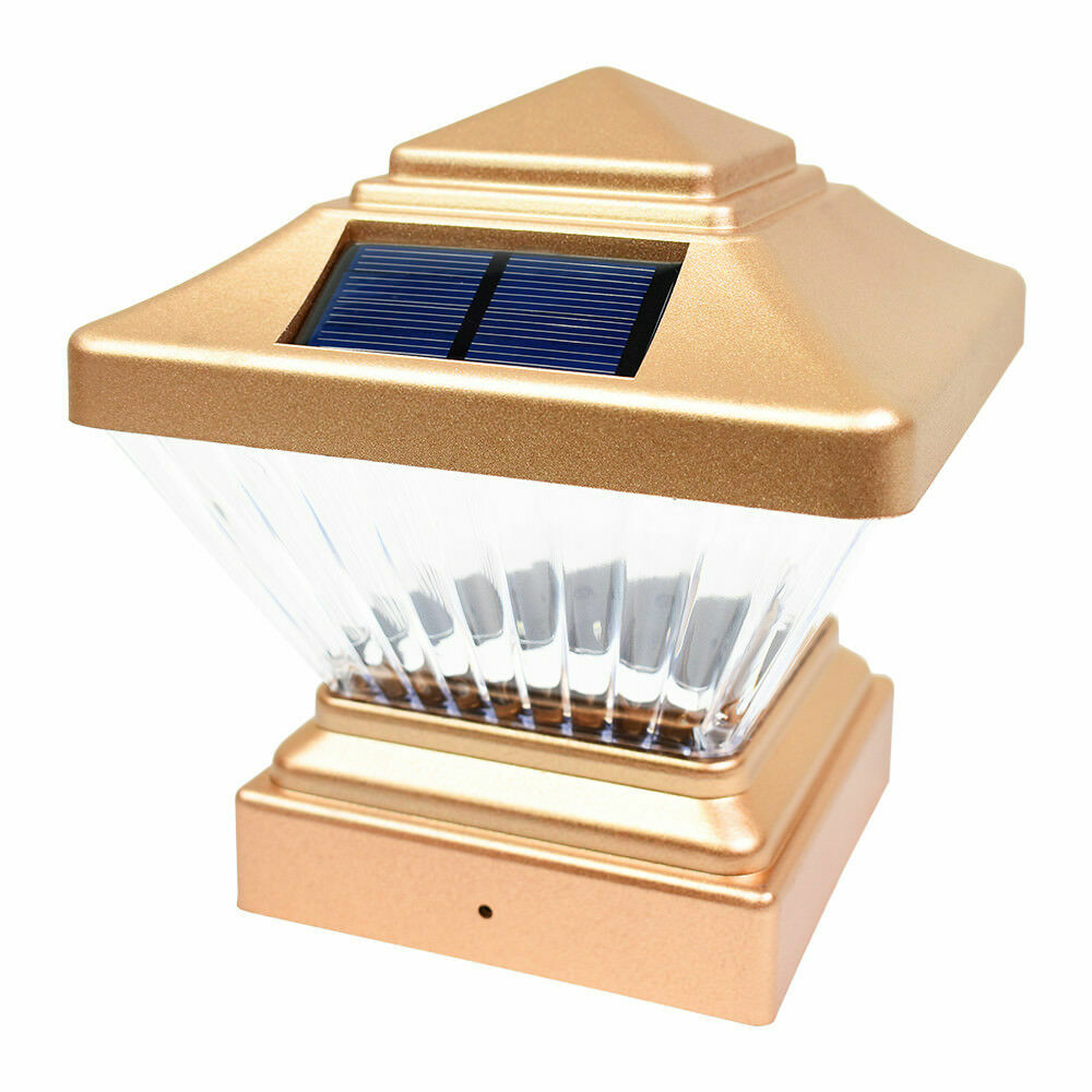 2-Pack Black / White / Copper / Silver 4" x 4" Solar Post Deck Cap LED Light