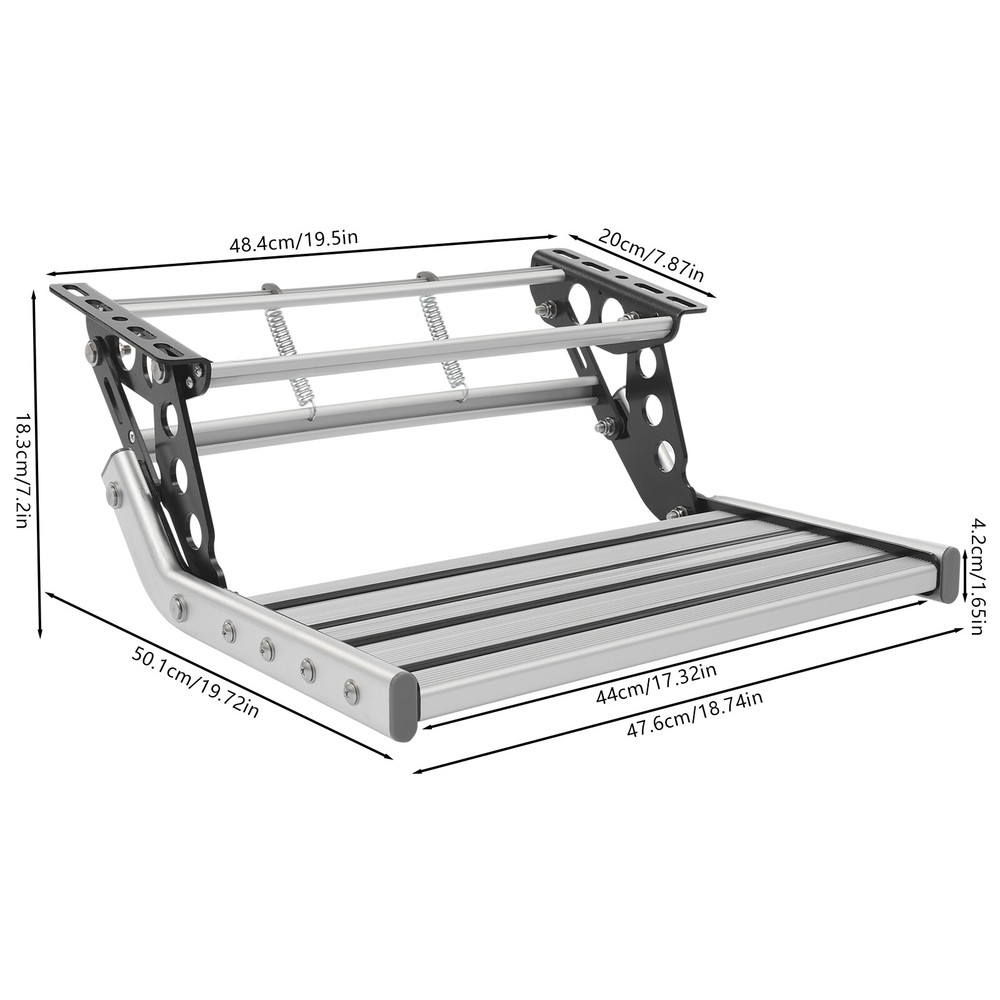 Used Folding RV Step Manual Step RV Trailer Camper Step w/ LED Light 330lbs Load