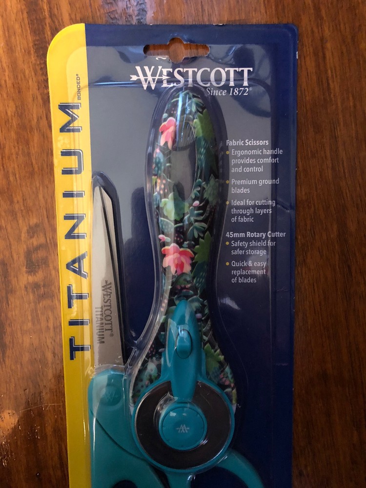 Westcott Titanium Teal 8 Inch Scissors & Rotary Cutter Pair Succulent Medium