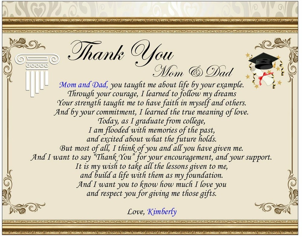 Clock Thank You Parents Graduation Gift
