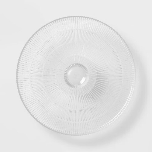 Ribbed Large Glass Cake Stand Clear - Threshold™: Handcrafted Round Desser