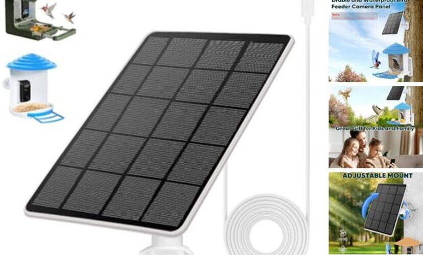 Solar Panel for Bird Feeder, Continuously 3W Power type c for bird camera