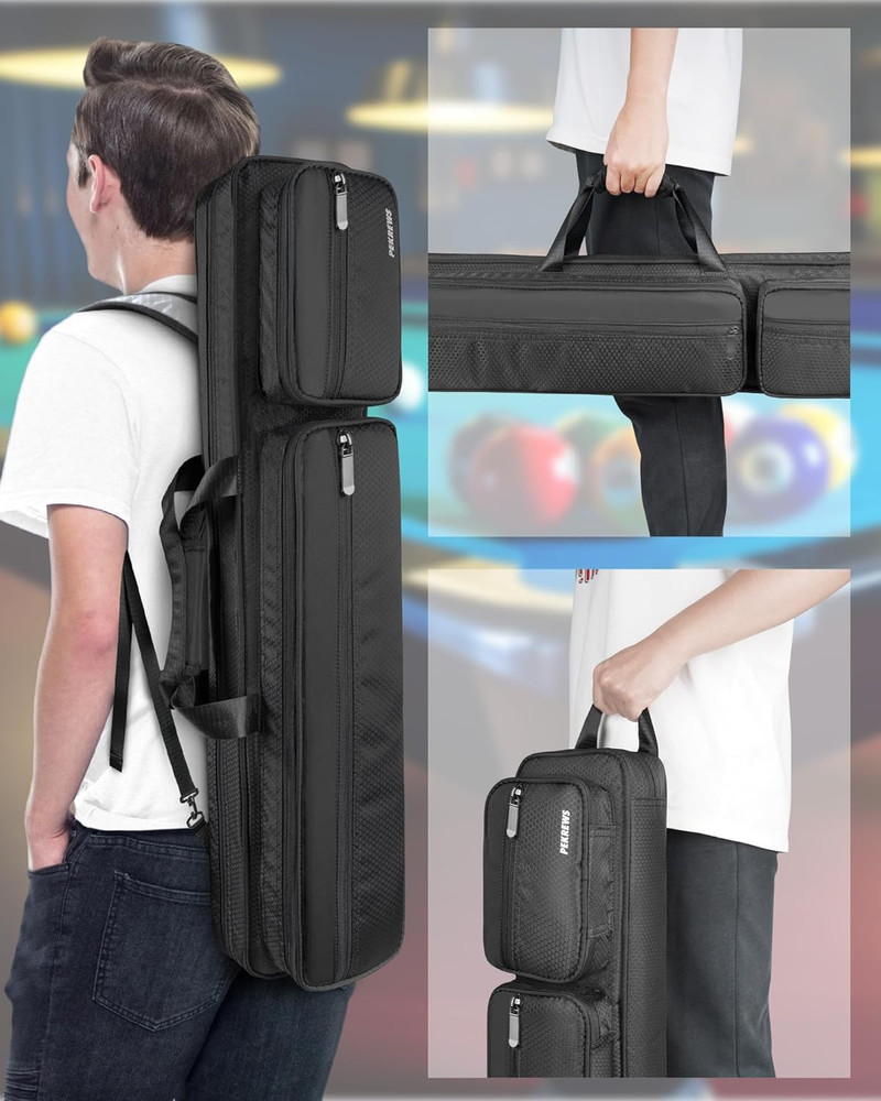 Pool Cue Case Pool Stick Case 4X5 with Multiple Pockets Holds 4 Butts 5...