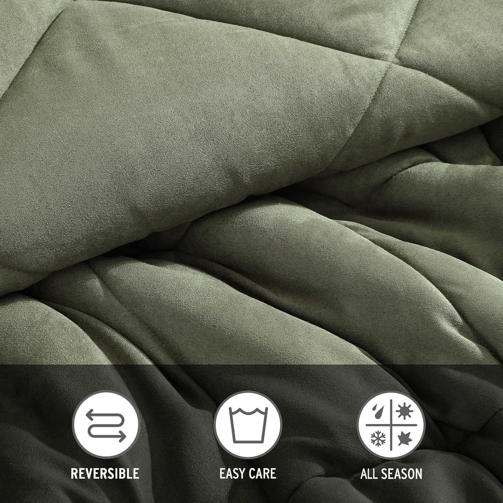 Queen 3-Piece Microsuede Comforter Set with Plush Faux Shearling Reverse