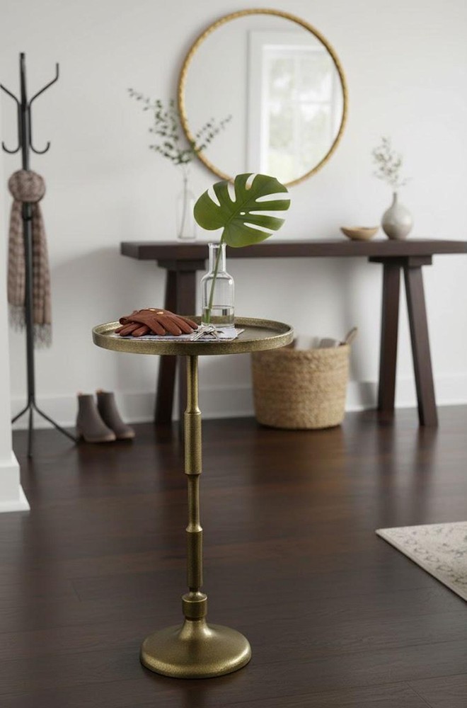 Handmade Antique Brass Side Table | French-Style Drink Table