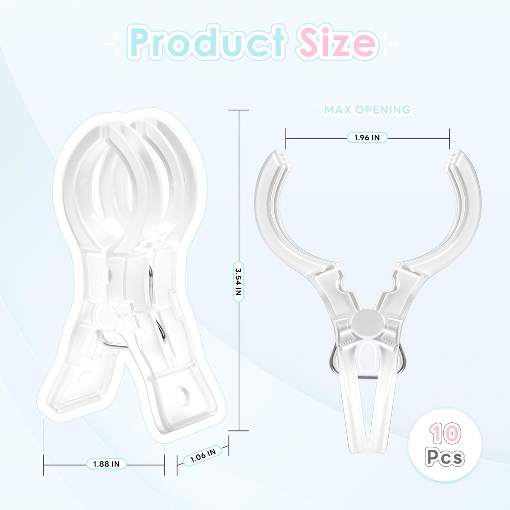 RELBRO Spring Clamps, 3.5 Inch Clear Plastic Clips for Balloon Arch Backdrop Cra