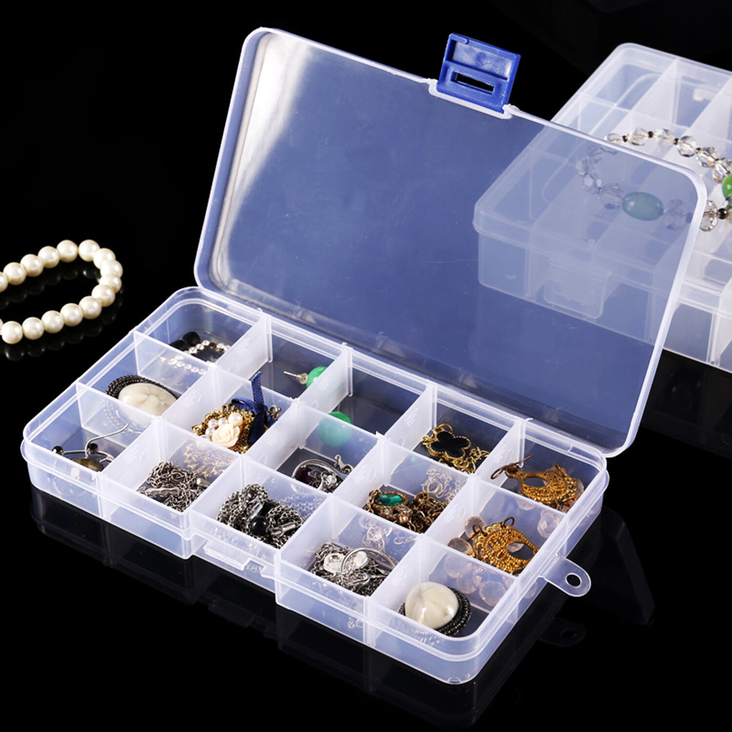 6 Pack Clear Jewelry Box Plastic Bead Storage Craft Container Earrings Organizer