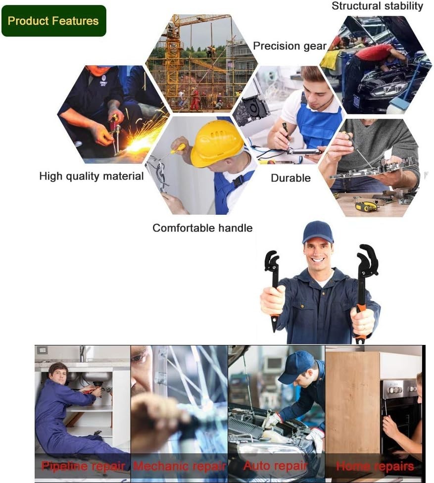 2-Piece Multi-Function Adjustable Wrench Set - 1045 High-Hardness Steel