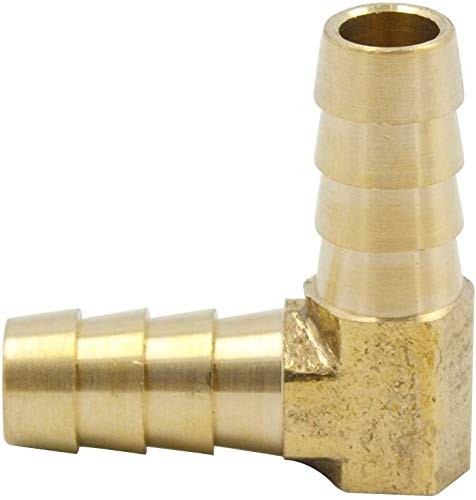 Brass Hose Barb 90 Degree Elbow Fitting 5/16" Barbed x 122-5, Gold