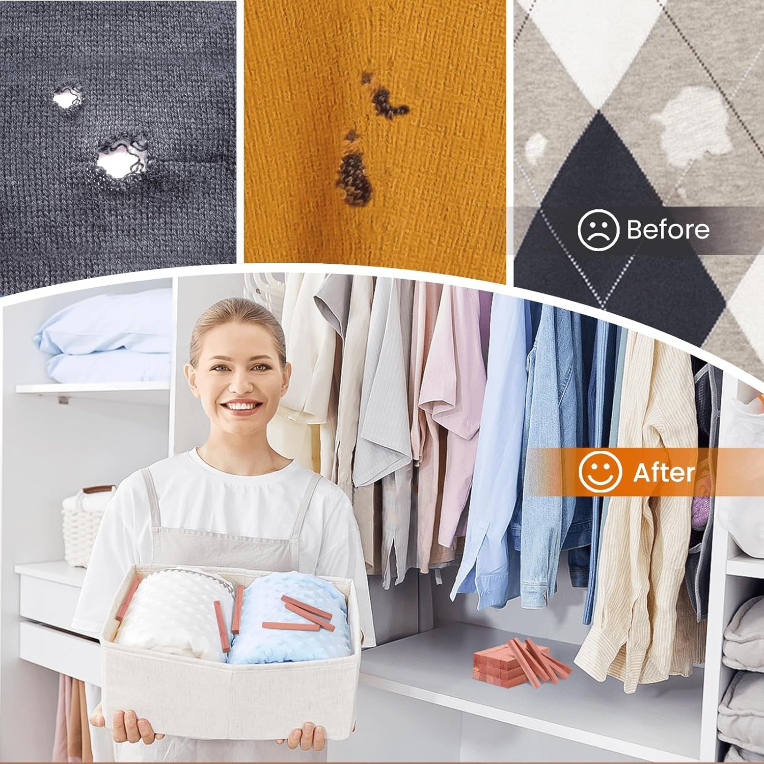 Homode Cedar Blocks for Clothes Storage, 50Pcs Cedar Sticks, Aromatic Red Cedar