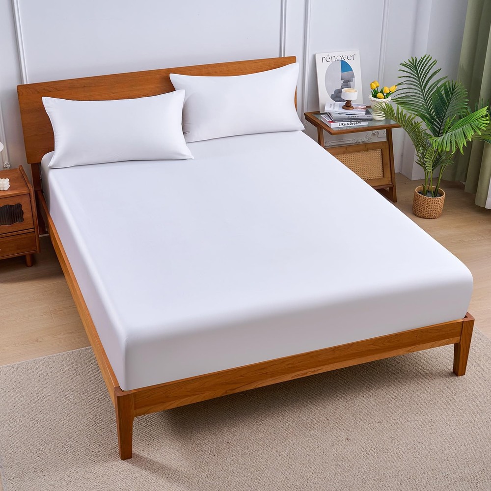 100% Viscose Derived from Bamboo Fitted Sheet Only, 600 Thread Count, Cooling...