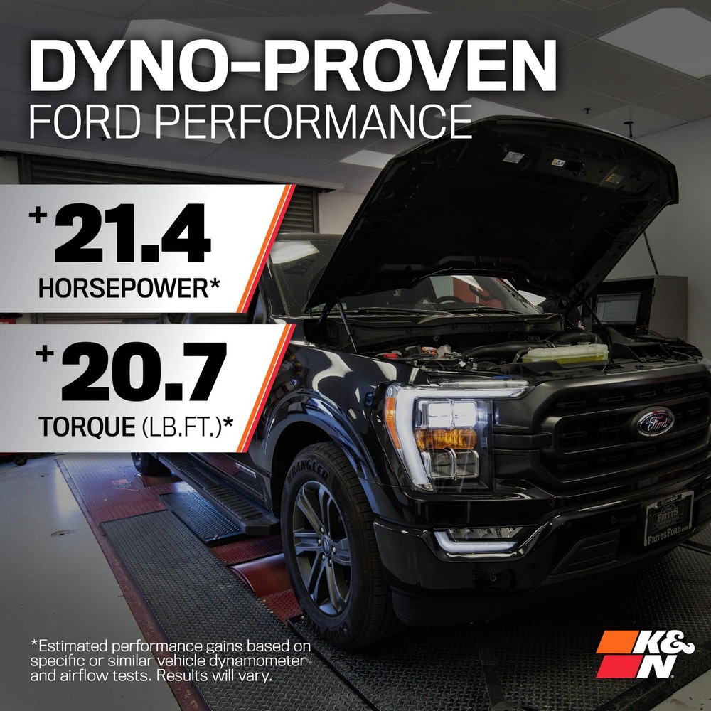 K&N Cold Air Intake System: High-Flow Air Filter, Increase Performance & Towing: