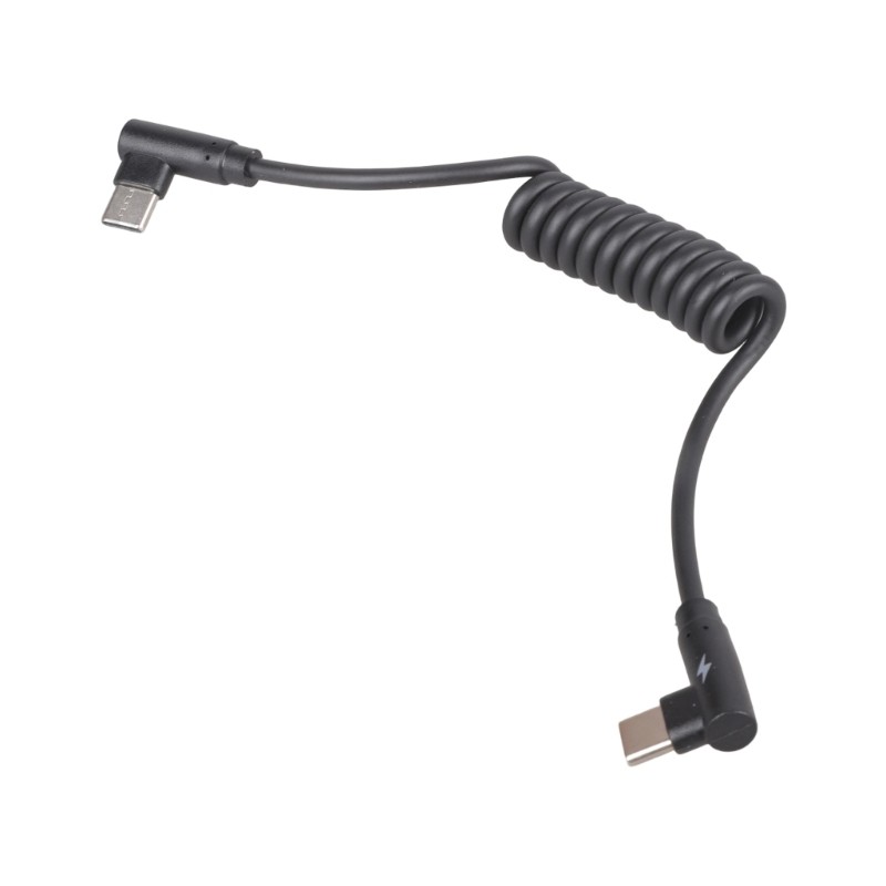 40W Fast Charging Usb C To Usb C Coiled Cable With 90 Degree Angled Connectors