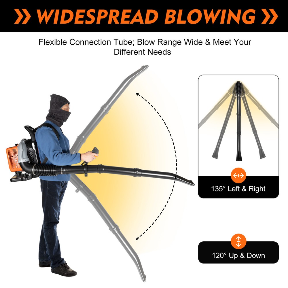 Upgraded 63CC 2-Stroke Backpack Leaf Blower, 4.3HP, 850CFM Powerful Performance