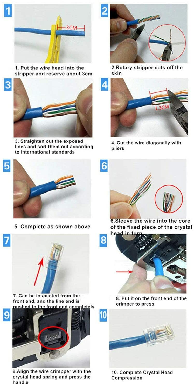 CAT6 RJ45 Connector Network Cable Modular Plug UTP End Pass Through 8P8C EZ Lot