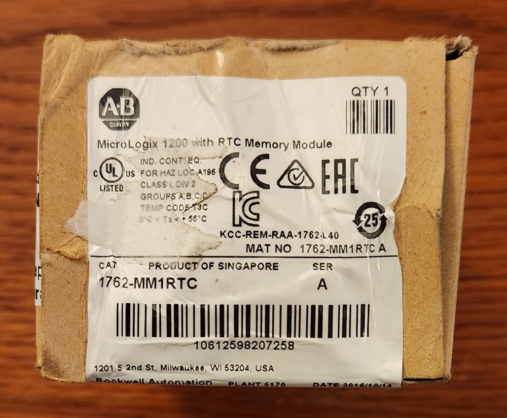 Allen-Bradley 1762-MM1RTC /A MicroLogix 1200 RTC Memory Module - NEW