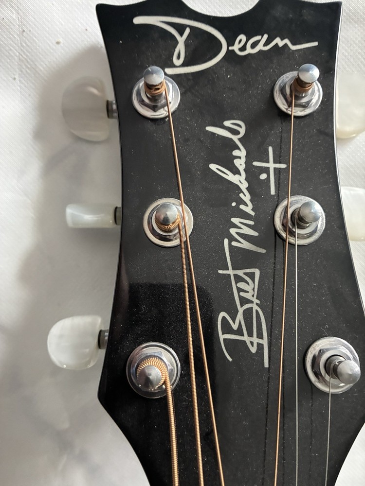 Dean Bret Michaels The Player Dreadnought Acoustic Guitar 6 String Black. Signed