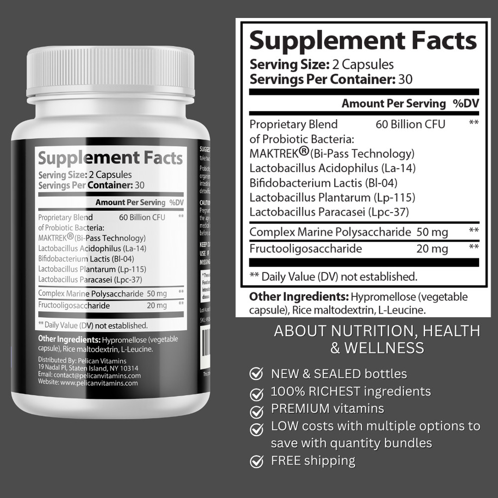 Flora Shield- Oral & Digestive Support- 5 Bottles- 300 Capsules