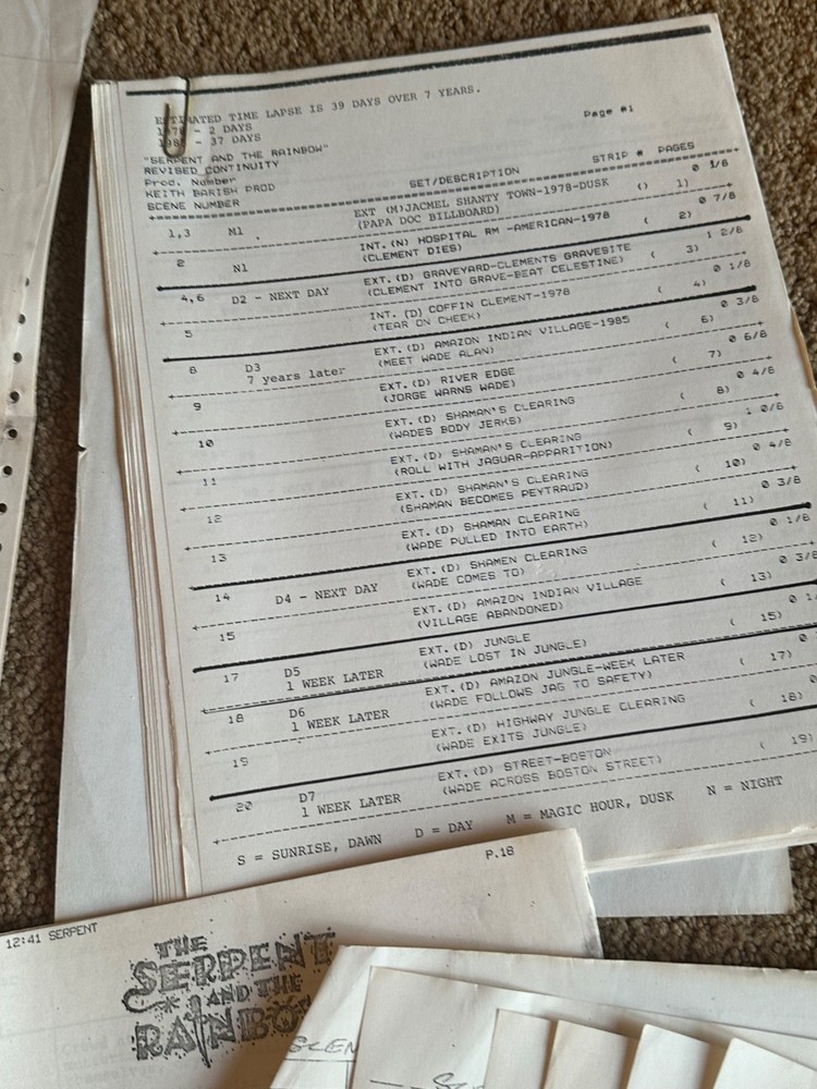 THE SERPENT AND THE RAINBOW RICHARD MAXWELL 1986 SCREENPLAY BLACK MAGIC SCRIPT