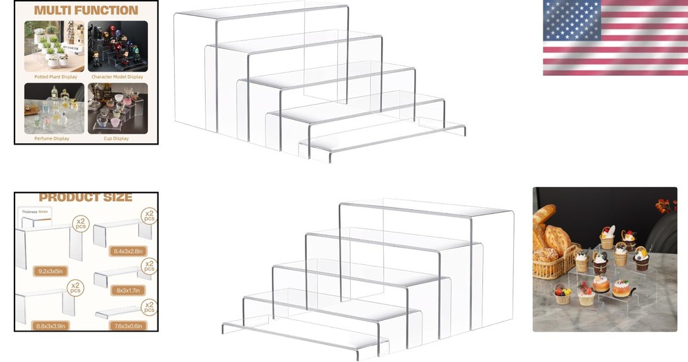 Multi-Purpose Clear Acrylic Risers - 10 Pcs, Easy Clean & No Assembly Required