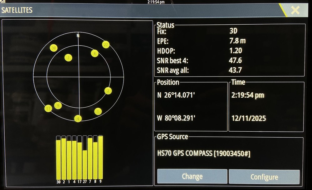 Simrad - HS70 - GPS Compass/Satellite Compass - w/N2K Drop Cable, Base - Tested