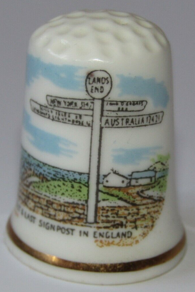 Bone China Collectable Thimble - Lands End /T35