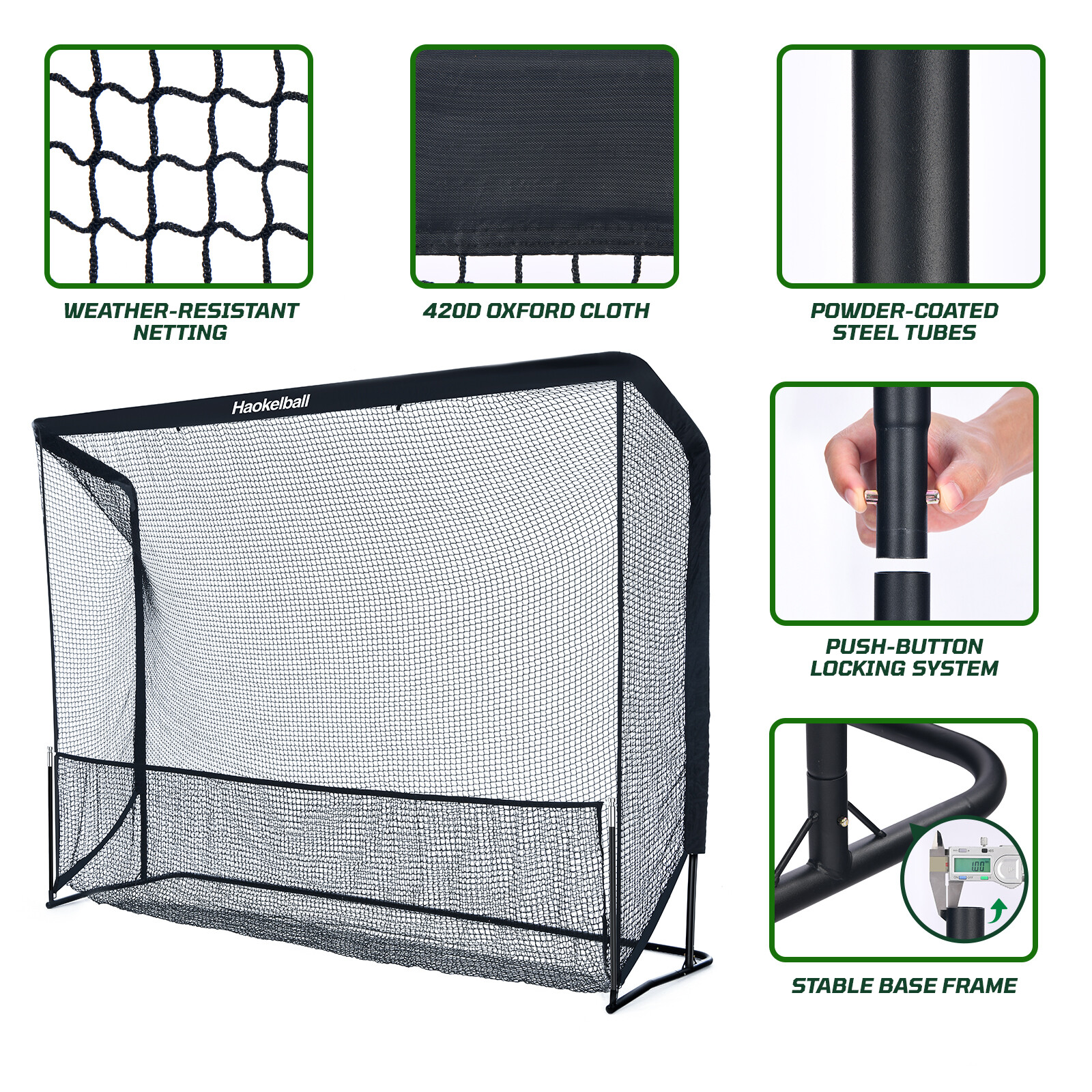 Haokelball 10x7.5ft Large Golf Practice Hitting Net Heavy Duty Golf Hitting Net