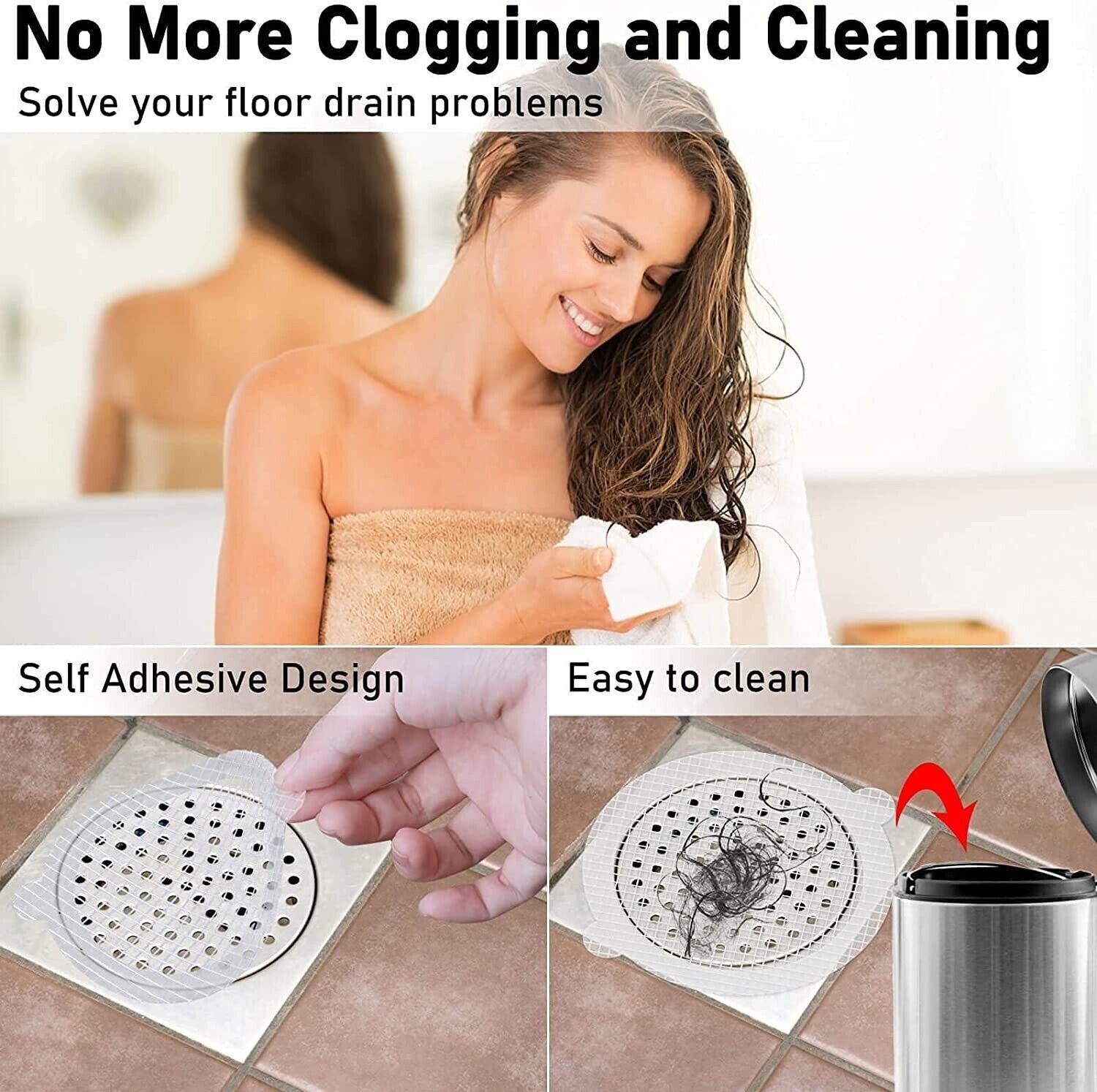 Disposable Shower Drain Hair Catcher Mesh Sticker Strainers