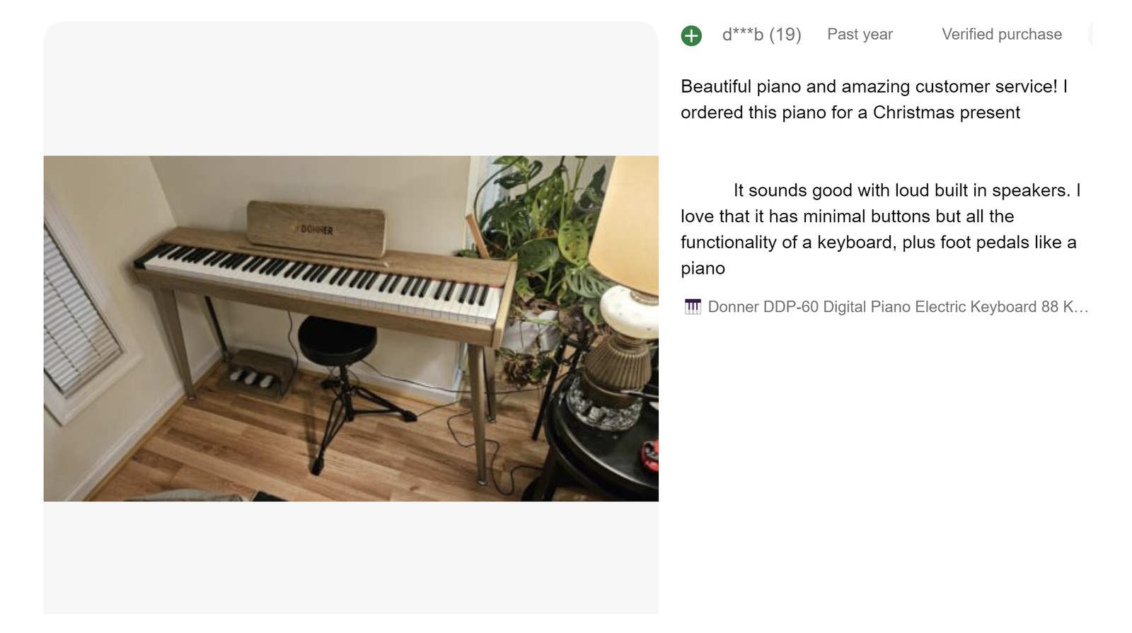 Donner DDP-60 Digital Piano Keyboard With Stand Pedal Built in 25W Speakers