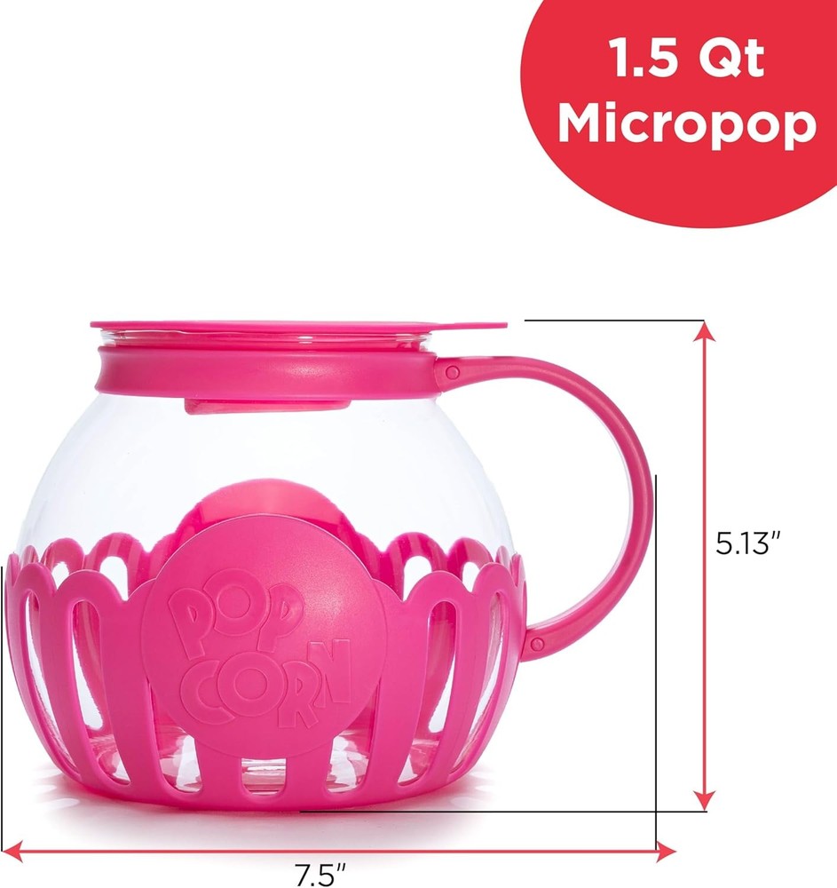 Ecolution Patented Micro-Pop Microwave Popcorn Popper with Temperature Safe