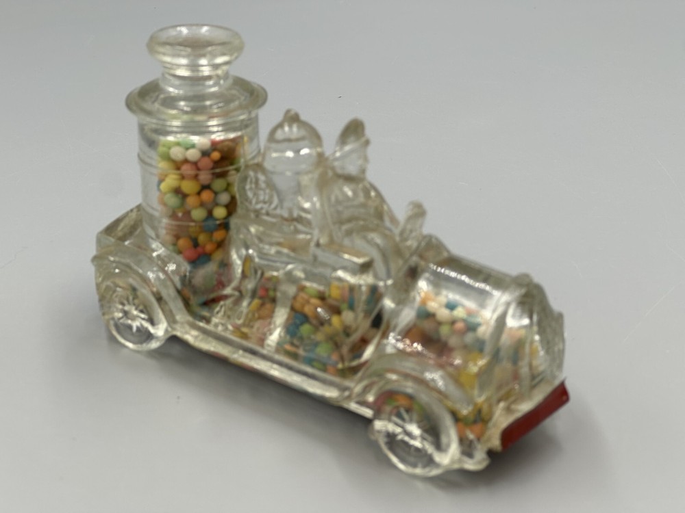 1920s FIRE ENGINE Large Boiler GLASS CANDY CONTAINER Antique A&E 220