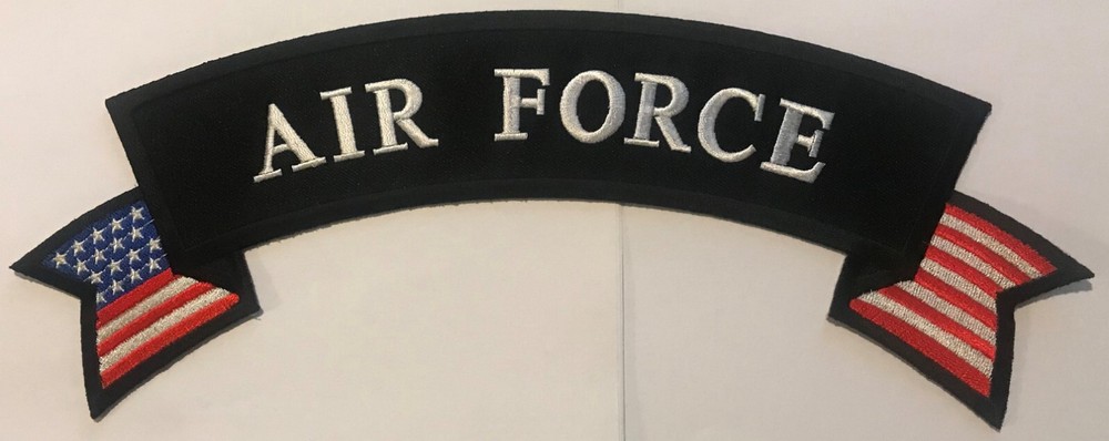 LARGE AIR FORCE ROCKER PATCH - RED WHITE BLUE - 12 INCHES  VEST PATCH