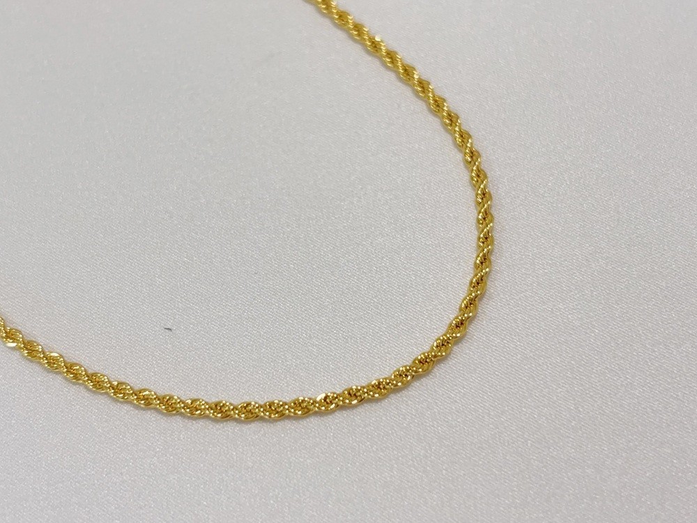 14K Yellow Gold 3mm Solid Diamond Cut Rope Chain Bracelet 7"
