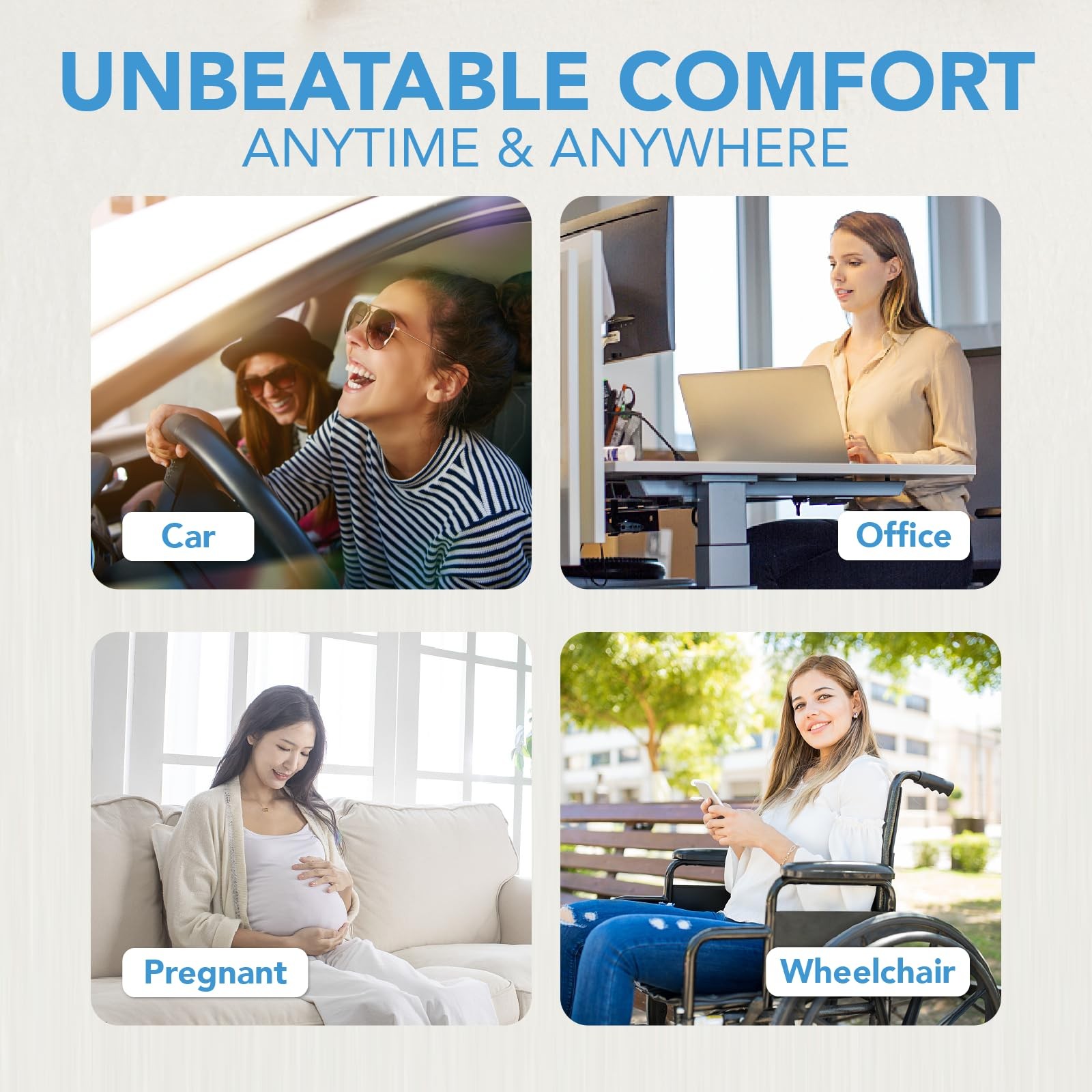 Car Seat Cushion, Comfortable Memory Foam Seat Pillow for Driving, Sciatica-B...