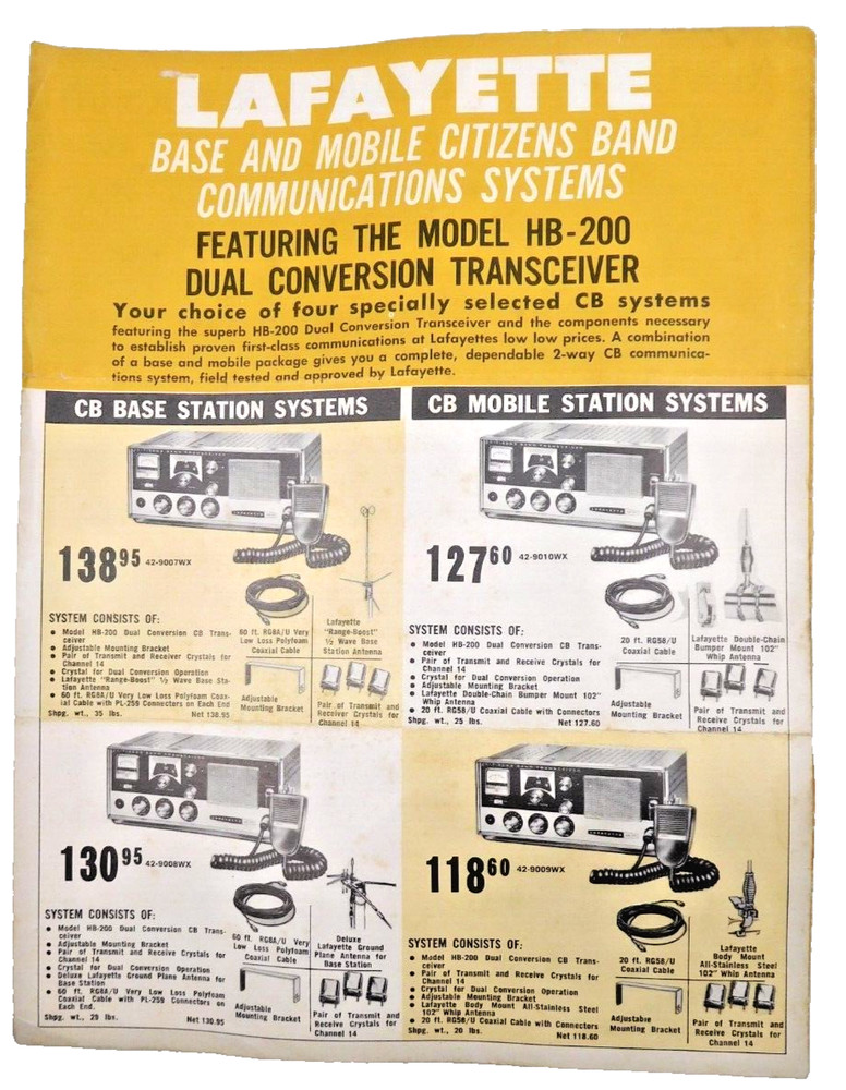 1960's - Lafayette Radio Electronics Citizens Band Comm's Systems - 4 Pages