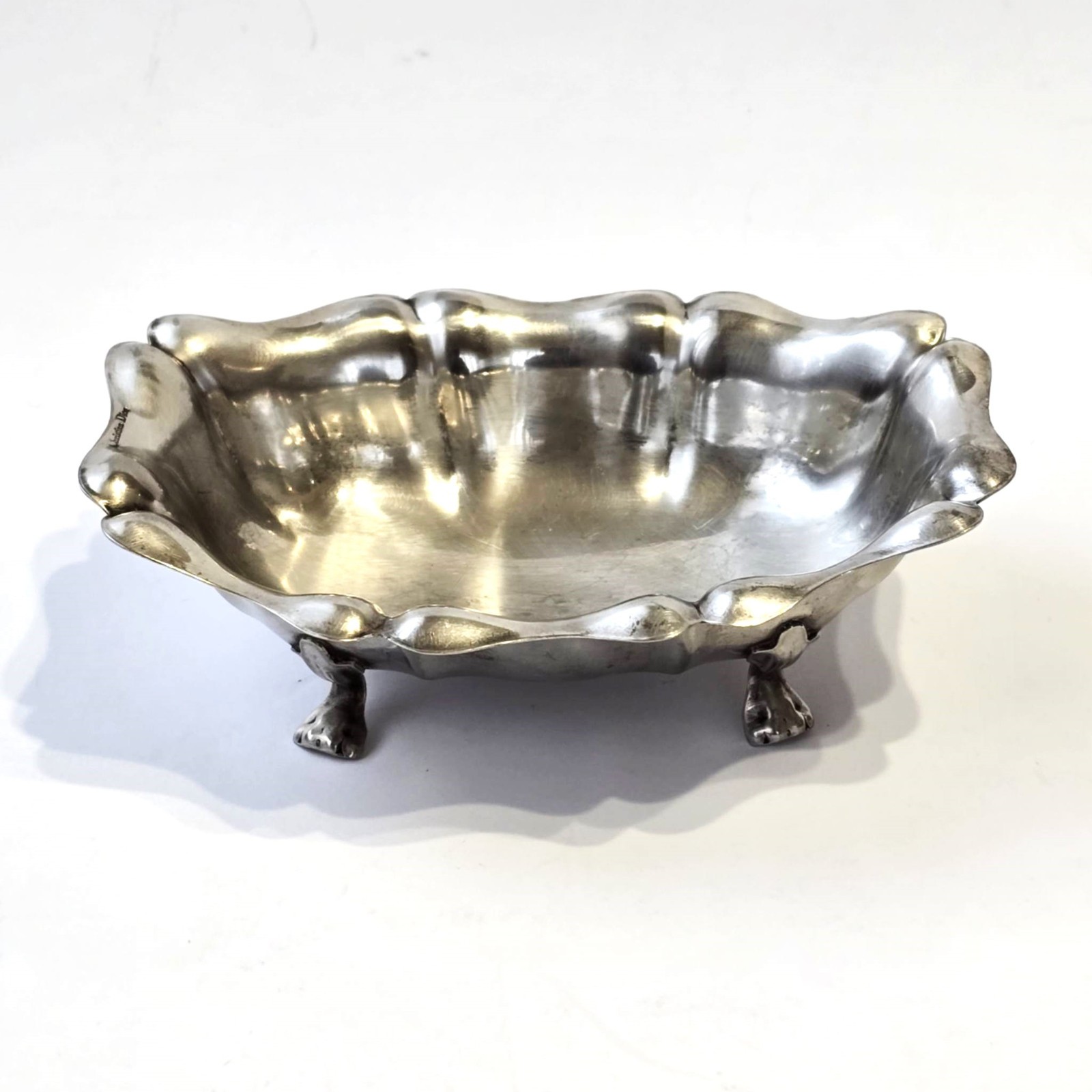 Christian Dior Silver Plated Footed Bowl Vintage Trinket Vanity Dish