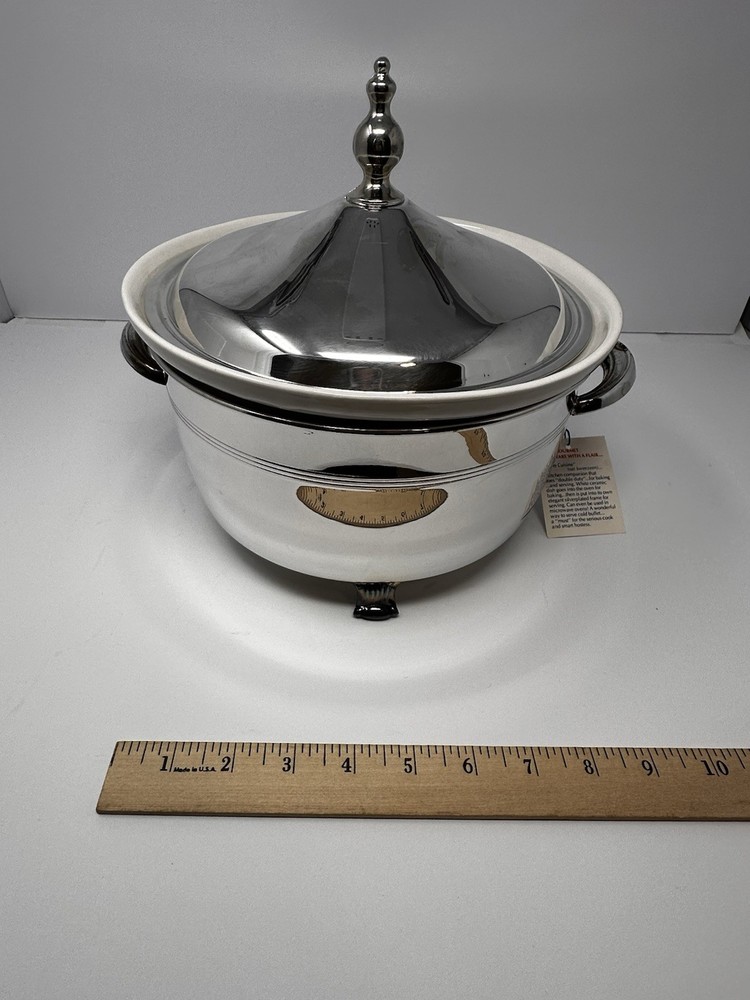VTG FB Rogers Silver Plated Footed Casserole Dish w/Ceramic Insert