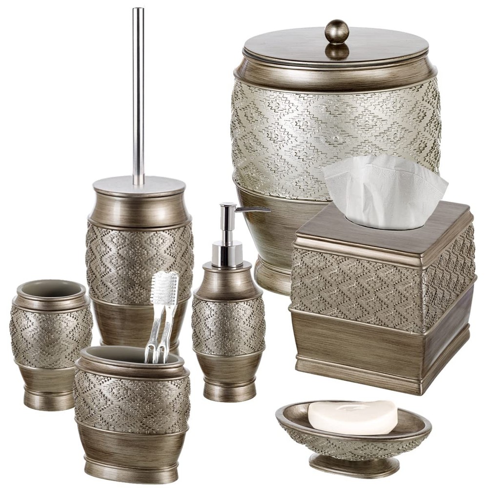Dublin Silver Bathroom Accessory Set - Brushed Silver Bathroom Sets Accessori...