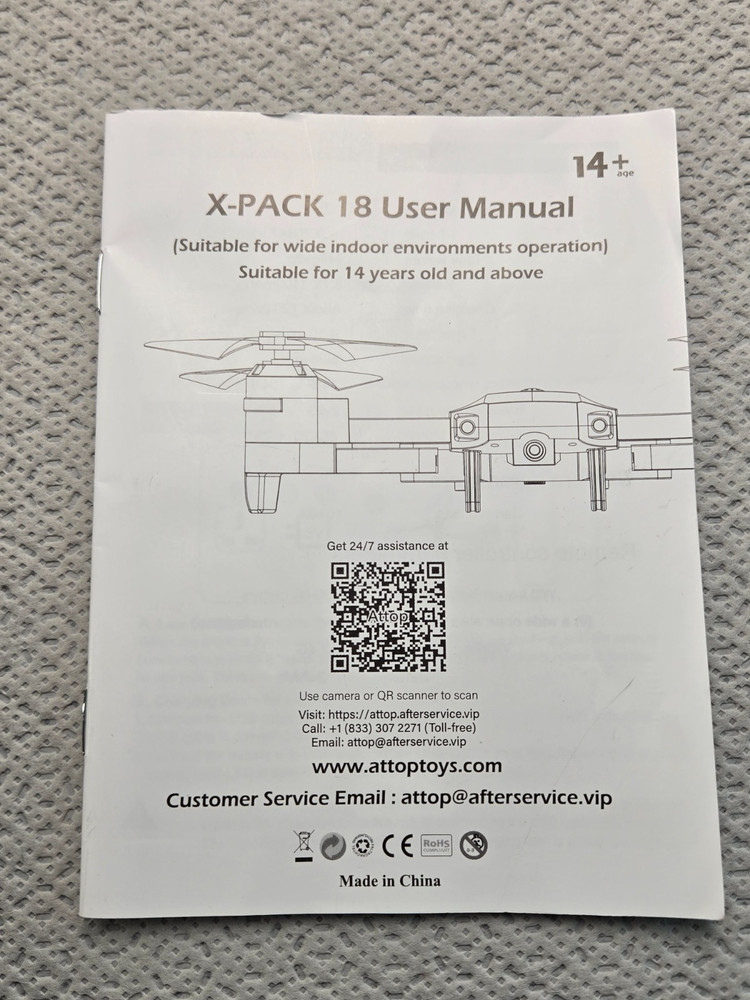 Attop X-PACK 18 Quadcopter Drone with Controller, 2 Batteries & Case